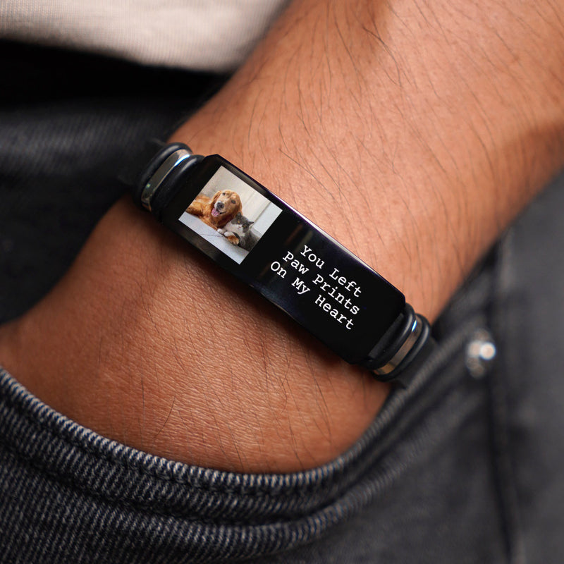 Custom Photo Forever In My Heart Pet Memorial - Personalized Engraved Bracelet