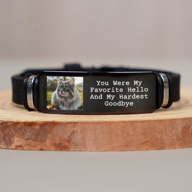 Custom Photo Forever In My Heart Pet Memorial - Personalized Engraved Bracelet