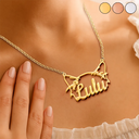Cat Lovers,Cat Mom,Pet Lovers,Pet Mom,Love - Cute Minimalist Cat Ears Jewelry For Cat Lovers Cat Mom - Personalized Letter Necklace