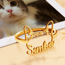 Cat Lovers,Cat Mom,Pet Lovers,Pet Mom,Love-Cute Minimalist Cat Ears Jewelry For Cat Lovers Cat Mom - Personalized Pet Ears Name Ring