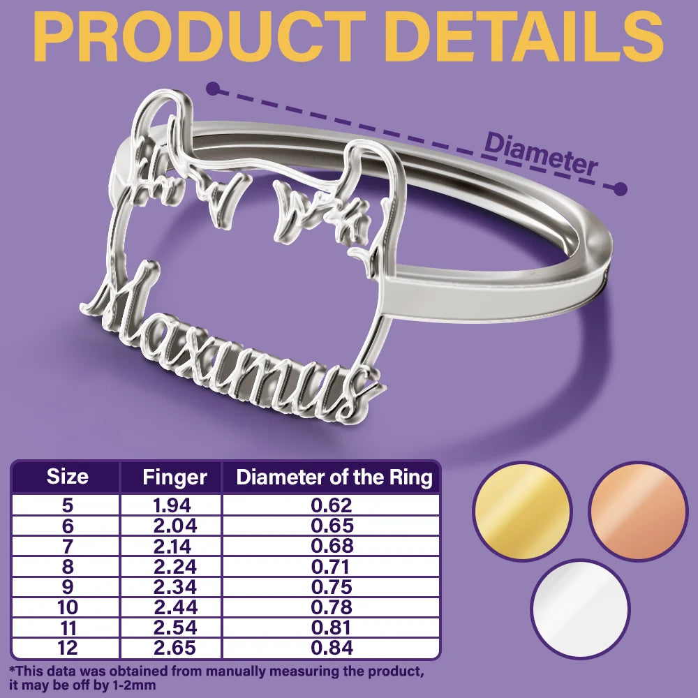 Cat Lovers,Cat Mom,Pet Lovers,Pet Mom,Love-Cute Minimalist Cat Ears Jewelry For Cat Lovers Cat Mom - Personalized Pet Ears Name Ring