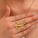 Cat Lovers,Cat Mom,Pet Lovers,Pet Mom,Love - Cute Minimalist Cat Shaped Jewelry For Cat Lovers Cat Mom - Personalized Letter Necklace