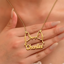 Dog Lovers,Dog Mom,Pet Lovers,Pet Mom,Love - Cute Minimalist Dog Ears Jewelry For Dog Lovers Dog Mom - Personalized Letter Necklace