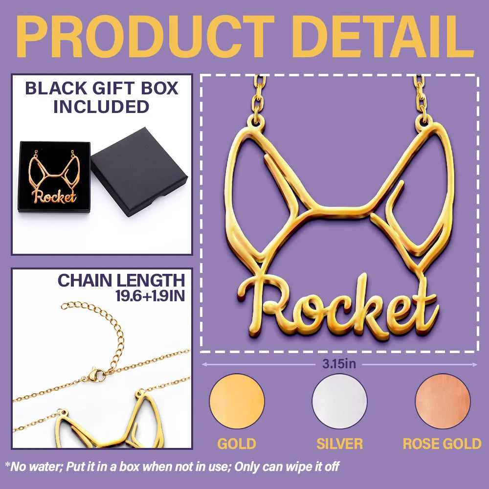 Dog Lovers,Dog Mom,Pet Lovers,Pet Mom,Love - Cute Minimalist Dog Ears Jewelry For Dog Lovers Dog Mom - Personalized Letter Necklace