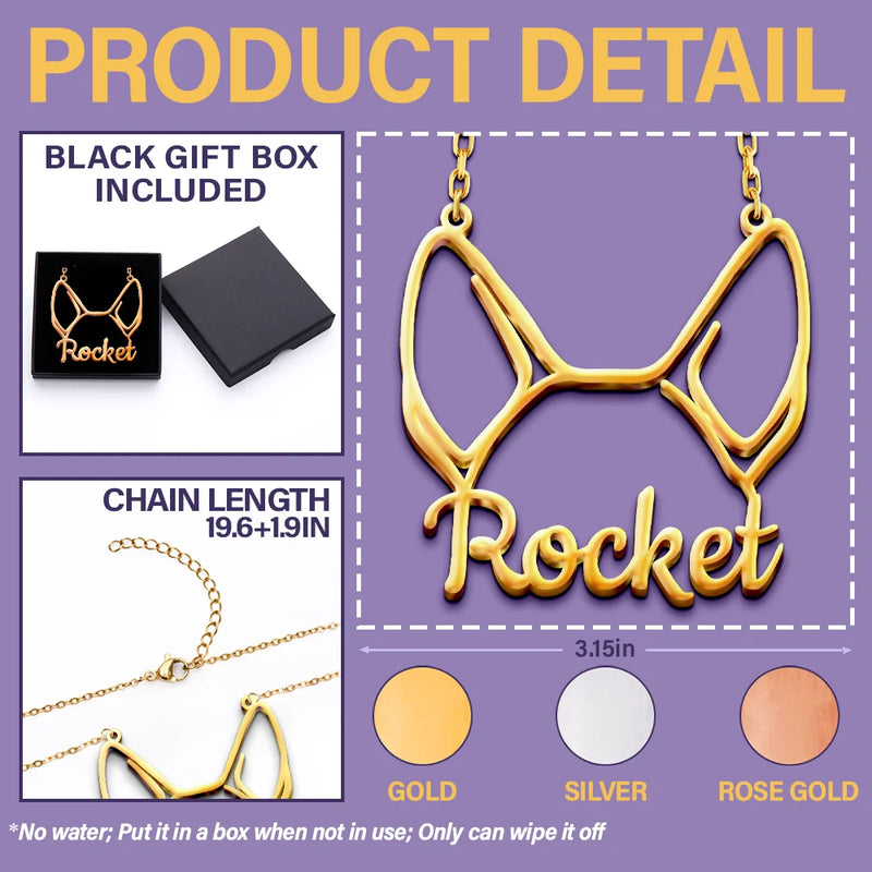 Dog Lovers,Dog Mom,Pet Lovers,Pet Mom,Love - Cute Minimalist Dog Ears Jewelry For Dog Lovers Dog Mom - Personalized Letter Necklace