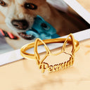 Dog Lovers,Dog Mom,Pet Lovers,Pet Mom,Love-Cute Minimalist Dog Ears Jewelry For Dog Lovers Dog Mom - Personalized Pet Ears Name Ring