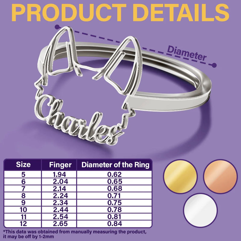 Dog Lovers,Dog Mom,Pet Lovers,Pet Mom,Love-Cute Minimalist Dog Ears Jewelry For Dog Lovers Dog Mom - Personalized Pet Ears Name Ring
