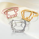 Dog Lovers,Dog Mom,Pet Lovers,Pet Mom,Love-Cute Minimalist Dog Ears Jewelry For Dog Lovers Dog Mom - Personalized Pet Ears Name Ring