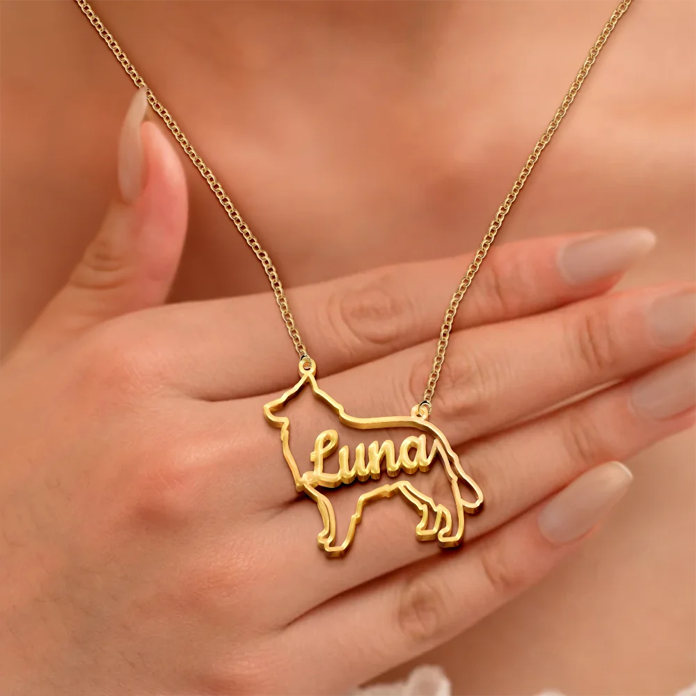 Dog Lovers,Dog Mom,Pet Lovers,Pet Mom,Love-Cute Minimalist Dog Shaped Jewelry For Dog Lovers Dog Mom - Personalized Letter Necklace