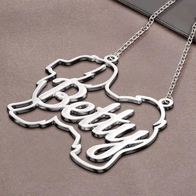 Dog Lovers,Dog Mom,Pet Lovers,Pet Mom,Love-Cute Minimalist Dog Shaped Jewelry For Dog Lovers Dog Mom - Personalized Letter Necklace