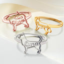 Dog Lovers,Dog Mom,Pet Lovers,Pet Mom,Love-Cute Minimalist Dog Shaped Jewelry For Dog Lovers Dog Mom - Personalized Pet Silhouette Name Ring