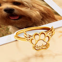 Pet Lovers,Pet Mom,Pet Dad,Dog Lovers,Dog Mom,Dog Dad,Cat Lovers,Cat Mom,Cat Dad,Love - Cute Minimalist Jewelry For Dog Lovers Cat Lovers - Personalized Pet Silhouette Name Ring