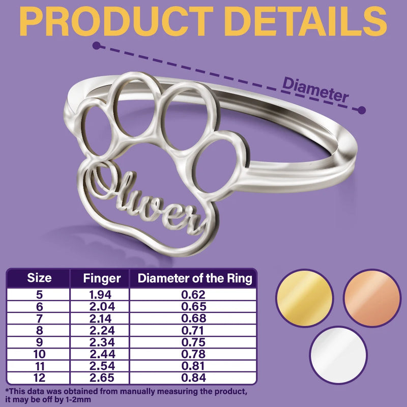 Pet Lovers,Pet Mom,Pet Dad,Dog Lovers,Dog Mom,Dog Dad,Cat Lovers,Cat Mom,Cat Dad,Love - Cute Minimalist Jewelry For Dog Lovers Cat Lovers - Personalized Pet Silhouette Name Ring