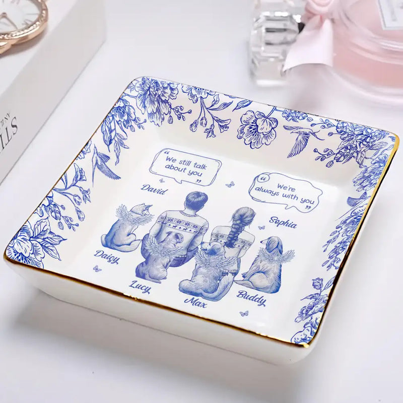 Sad,Memorial,Dog Lovers,Pet Lovers,Cat Lovers,Dog Mom - I Miss You Memorial Dog Cat Toile - Personalized Ring Dish