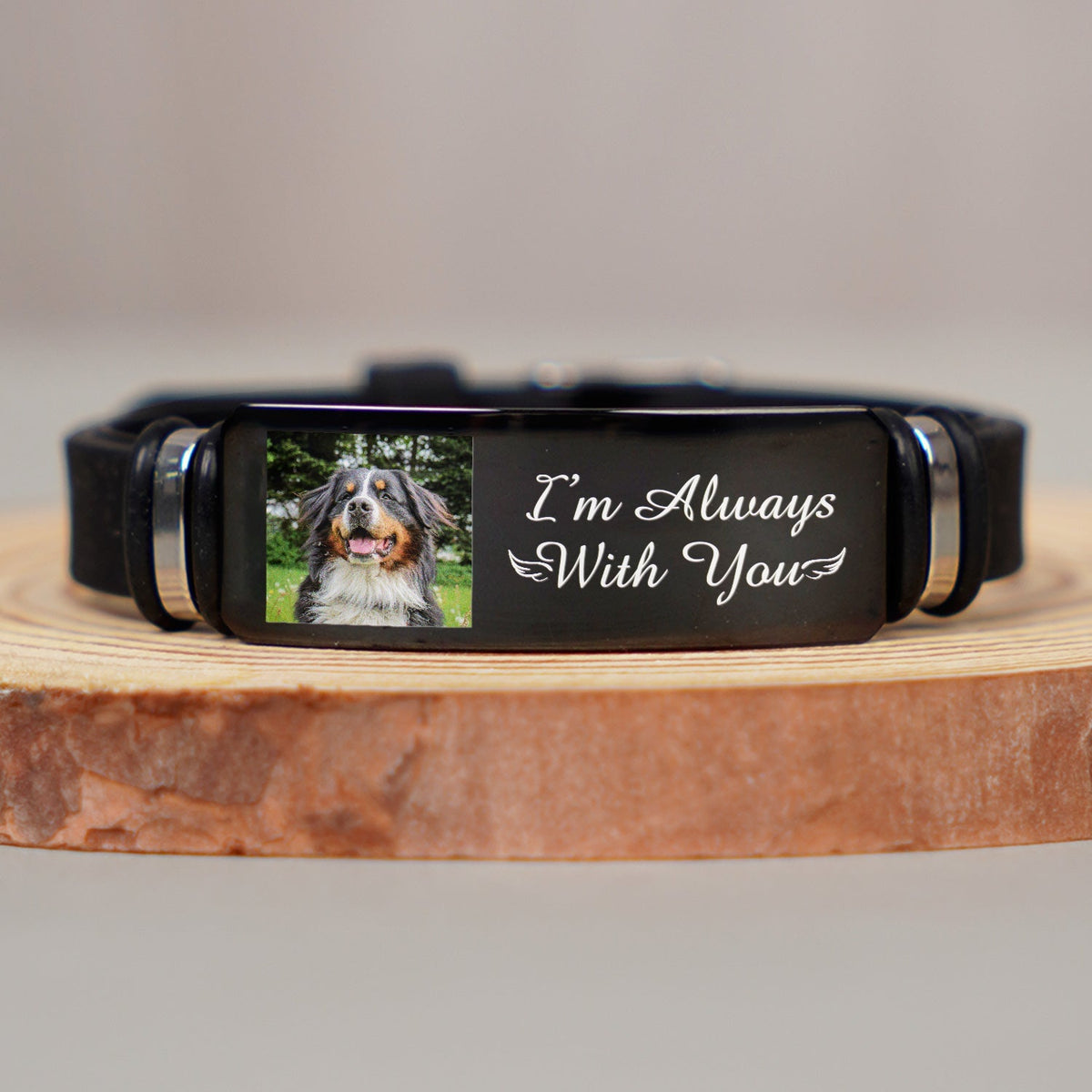 Custom Photo I'm Always With You Pet Memorial - Memorial Gift For Pet Lover, Dog Mom, Cat Dad - Personalized Engraved Bracelet