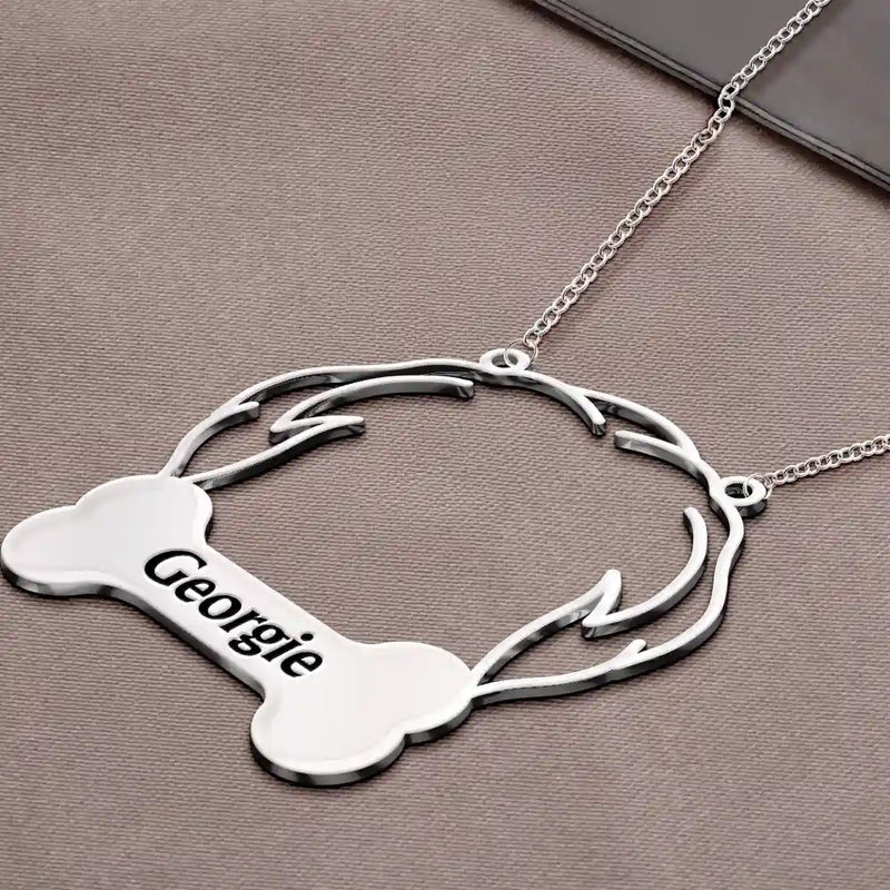 Dog Lovers,Pet Lovers,Love-Dog Face Line Art With Name - Personalized Letter Necklace