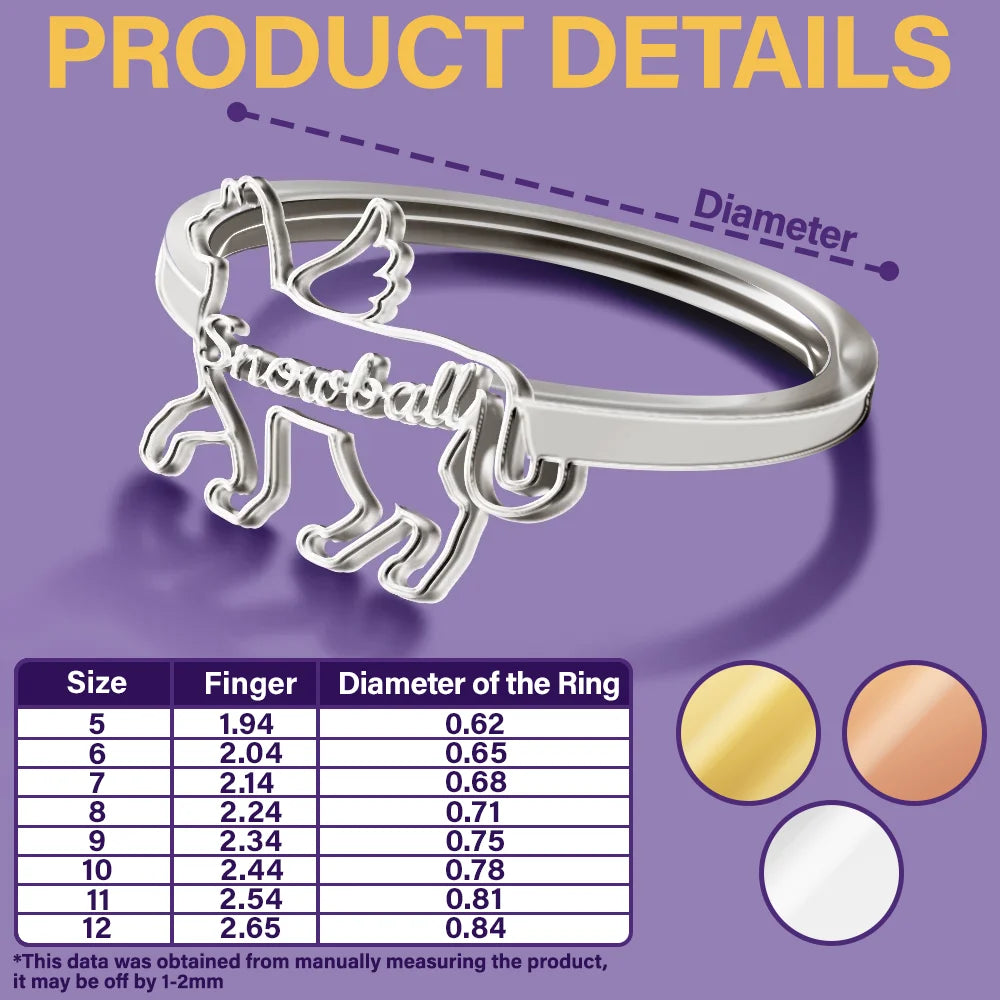 Cat Lovers,Cat Mom,Pet Lovers,Pet Mom,Love-Cute Minimalist Cat Shaped Jewelry For Cat Lovers Cat Mom - Personalized Pet Silhouette Name Ring