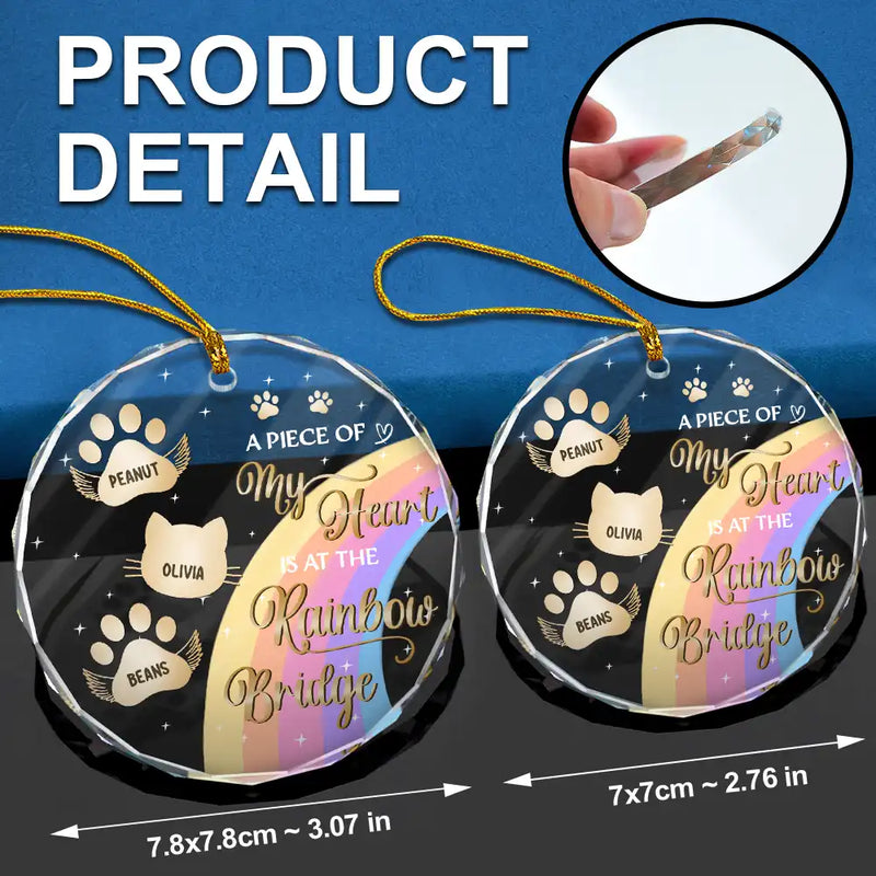 Pet Dad, Pet Mom, Pet Lovers, Memorial - I Crossed The Rainbow Bridge Memorial Pet - Personalized Circle Glass Ornament