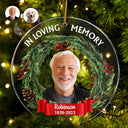 Custom Photo In Loving Memory - Pet Memorial Christmas Gifts - Personalized Circle Acrylic Ornament