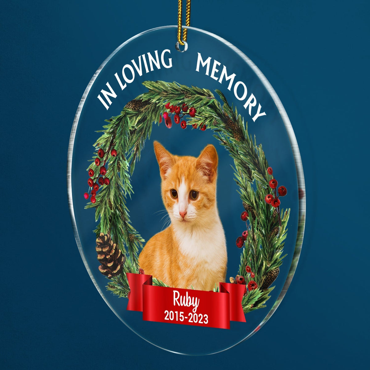 Custom Photo In Loving Memory - Pet Memorial Christmas Gifts - Personalized Circle Acrylic Ornament