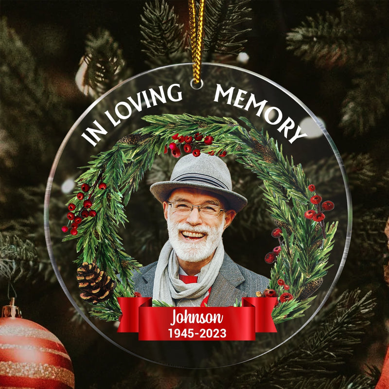 Custom Photo In Loving Memory - Pet Memorial Christmas Gifts - Personalized Circle Acrylic Ornament