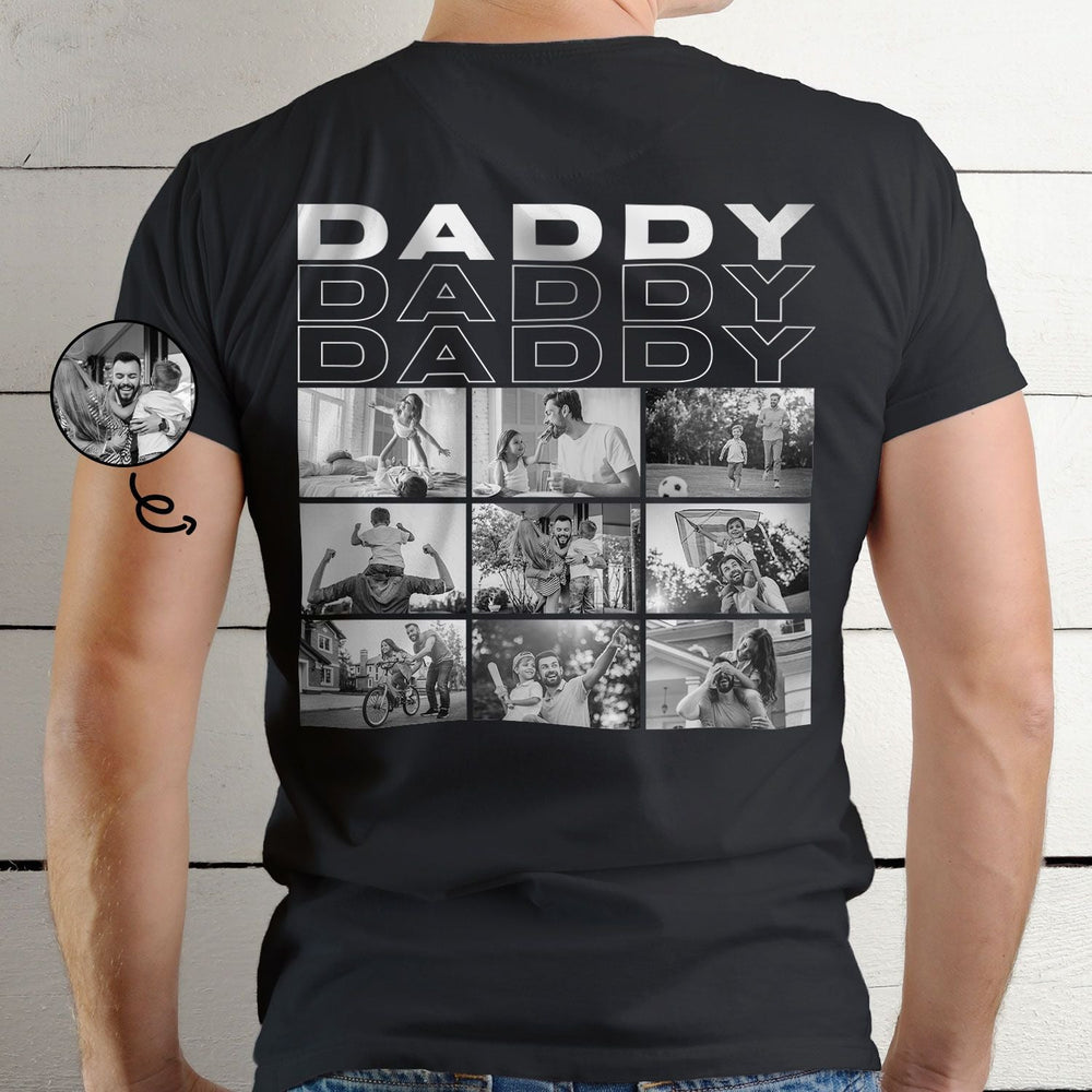 Custom Photo Black And White Dad Grandpa - Personalized T Shirt