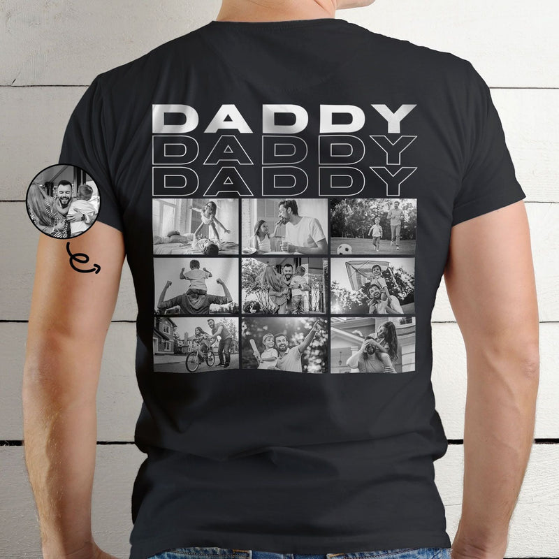 Custom Photo Black And White Dad Grandpa - Personalized T Shirt