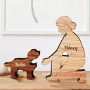 Dog Mom,Dog Lovers,Happy-A Girl And Her Dog A Bond That Can't Be Broken - Personalized Wooden Dog Sculpture