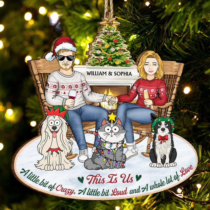 This Is Us Couple And Pet - Personalized Wooden Cutout Ornament