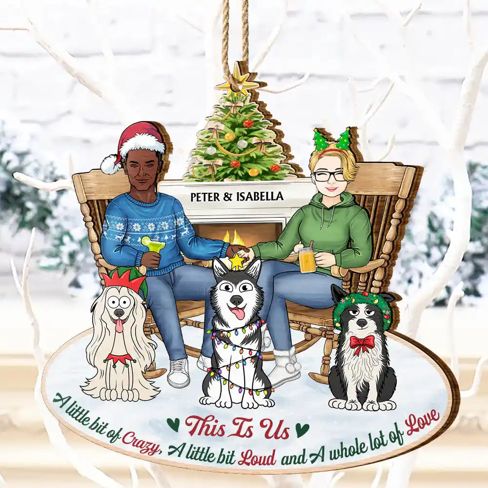 This Is Us Couple And Pet - Personalized Wooden Cutout Ornament