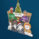 Couple And Dogs Cats Xmas - Christmas Gift For Pet Lovers And Family - Personalized Cutout Acrylic Ornament