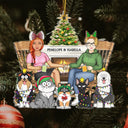 Couple And Dogs Cats Xmas - Christmas Gift For Pet Lovers And Family - Personalized Cutout Acrylic Ornament