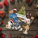 Couple And Dogs Cats Xmas - Christmas Gift For Pet Lovers And Family - Personalized Cutout Acrylic Ornament