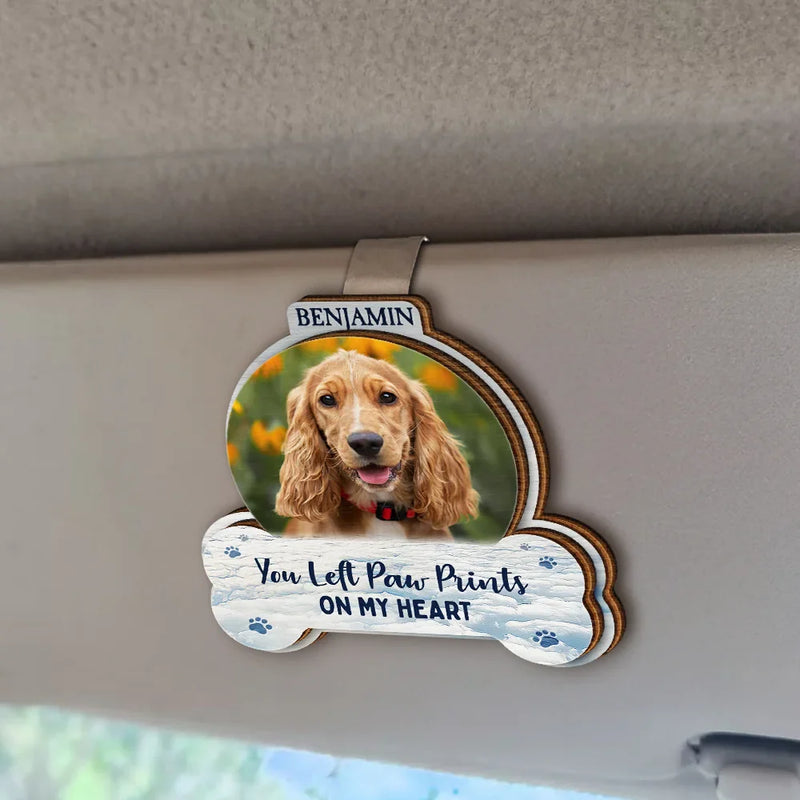 Pet Lovers,Memorial,Custom Photo,Sad - Custom Photo No Longer By My Side But Forever In My Heart - Personalized Custom Shaped Car Visor Clip
