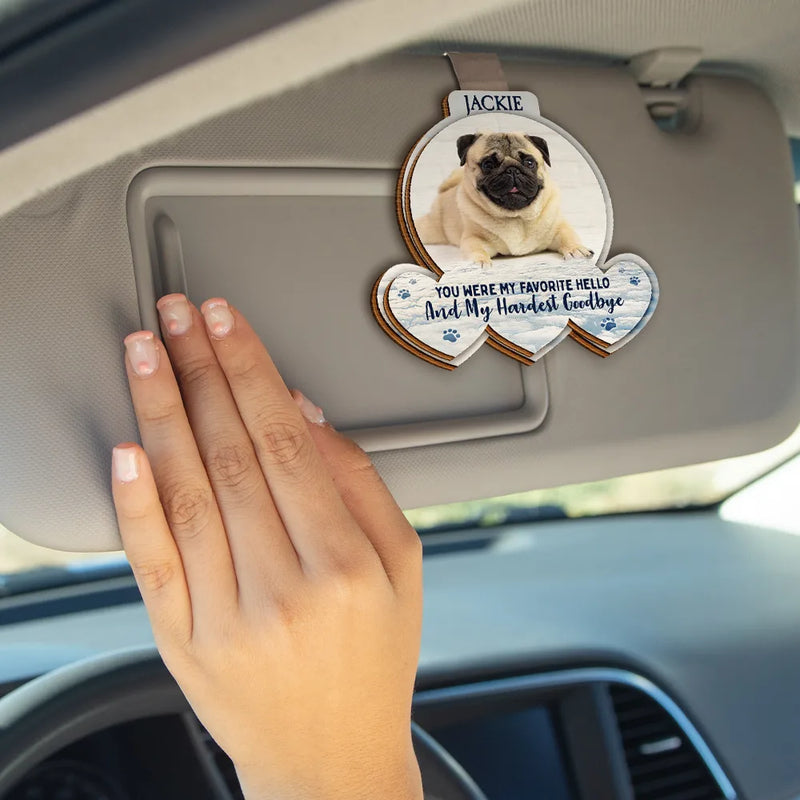 Pet Lovers,Memorial,Custom Photo,Sad - Custom Photo No Longer By My Side But Forever In My Heart - Personalized Custom Shaped Car Visor Clip