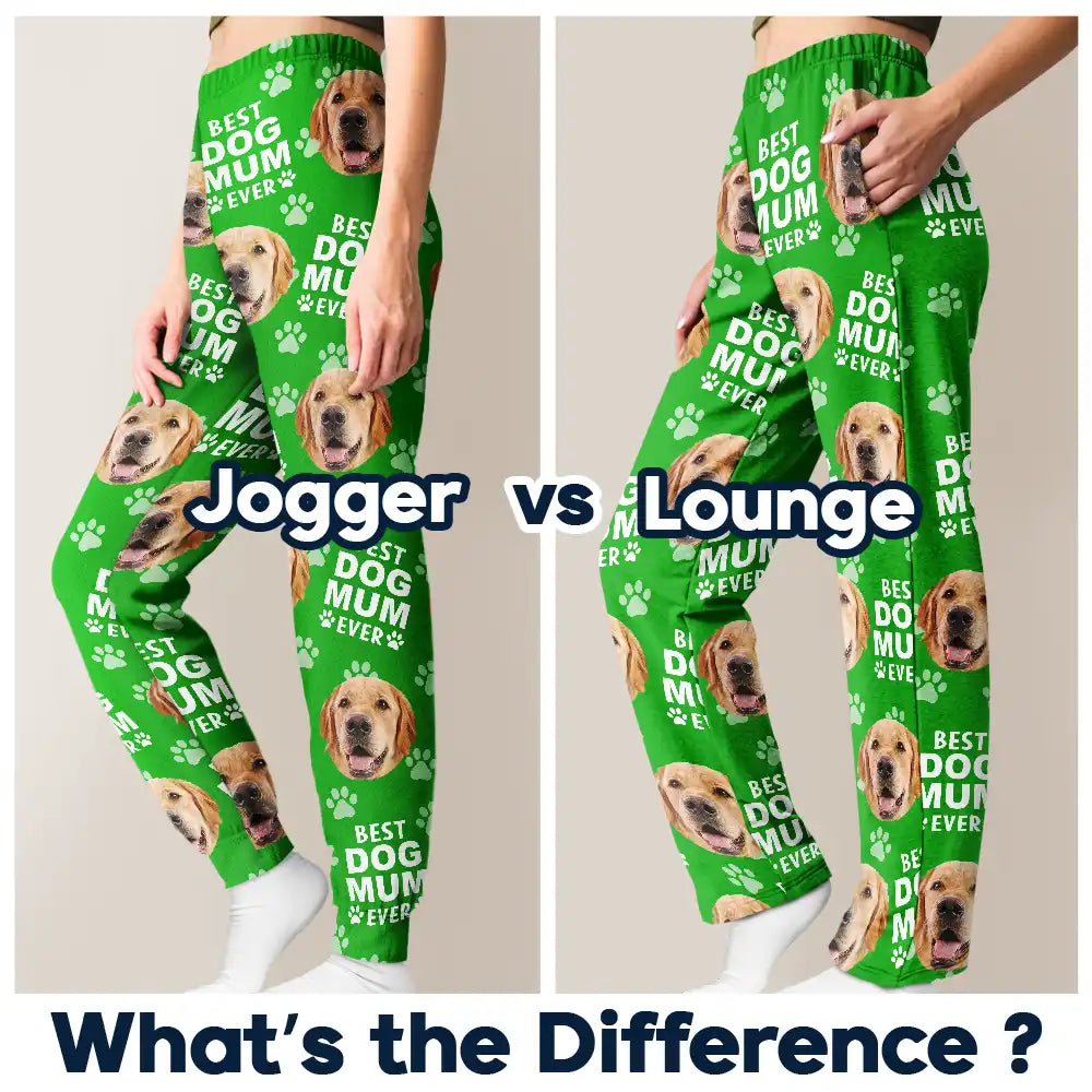 Dog Lovers,Dog Mom,Dog Dad,Pet Lovers,Cat Lovers - Custom Photo Best Dog Dad Ever Funny Pattern Family - Personalized Pajama Pants