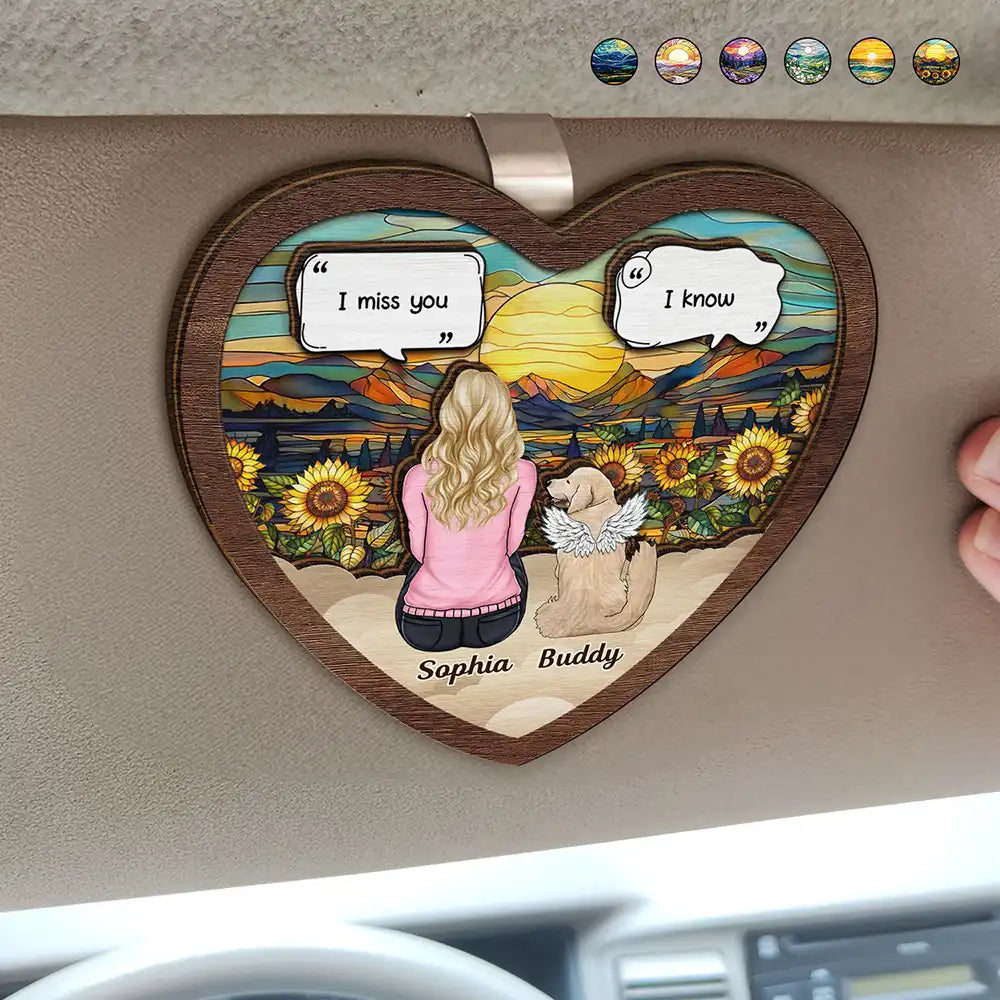 Pet Lovers, Cat Lovers, Dog Lovers, Dog Dad, Dog Mom - I Miss You Memorial Dog Cat - Personalized Custom Shaped Car Visor Clip
