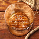 Happy,Dog Lovers,Dog Dad,Pet Lovers - I Just Want To Drink Bourbon And Hang Out With My Dog - Personalized Engraved Whiskey Glass