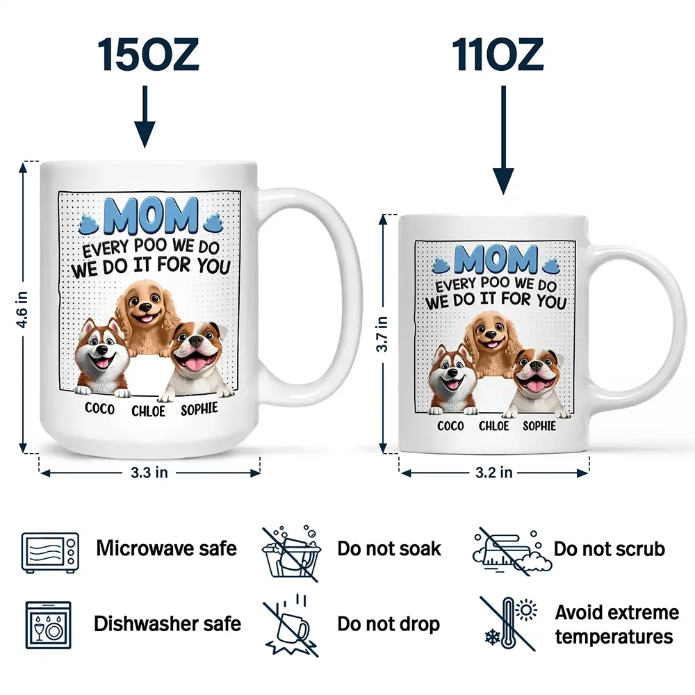 Dog Dad, Dog Lovers, Pet Lovers - Dad Every Poo I Do 3D Cartoon - Personalized Mug