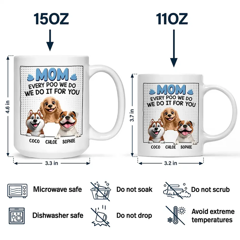 Dog Dad, Dog Lovers, Pet Lovers - Dad Every Poo I Do 3D Cartoon - Personalized Mug