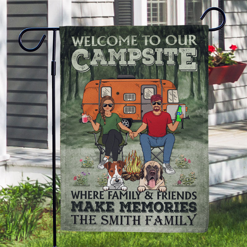 Welcome To Our Campsite Camping Couple Dog Lovers - Personalized Custom Flag