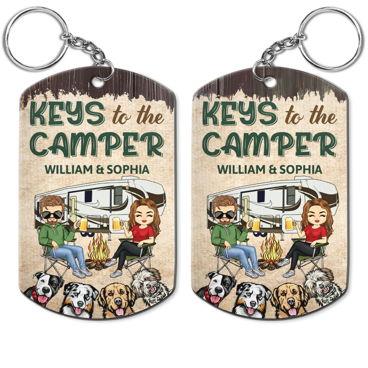 Dogs And Cats Hold The Keys To The Camper - Camping Lovers - Personalized Aluminum Keychain