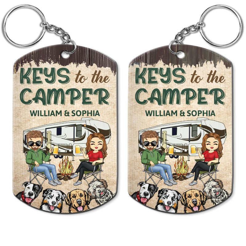 Dogs And Cats Hold The Keys To The Camper - Camping Lovers - Personalized Aluminum Keychain