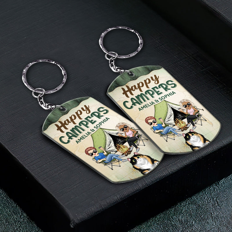 Dogs And Cats Hold The Keys To The Camper - Camping Lovers - Personalized Aluminum Keychain