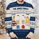 Flat Art Family And Pet - Personalized Unisex Ugly Sweater