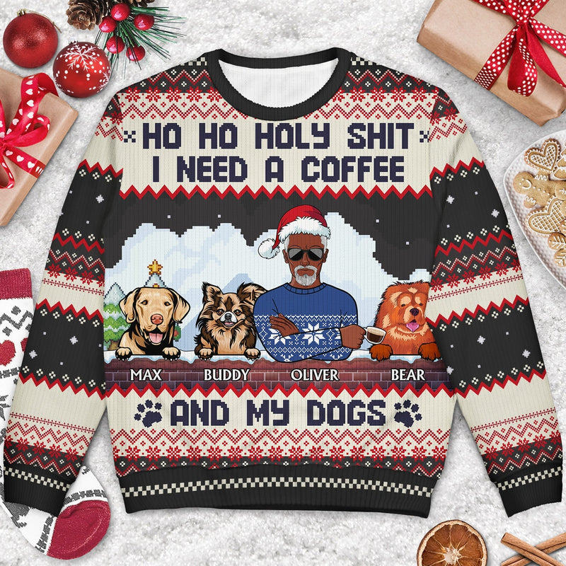 Ho Ho Holy I Need A Beer - Christmas Gifts For Dog Lovers - Personalized Unisex Ugly Sweater