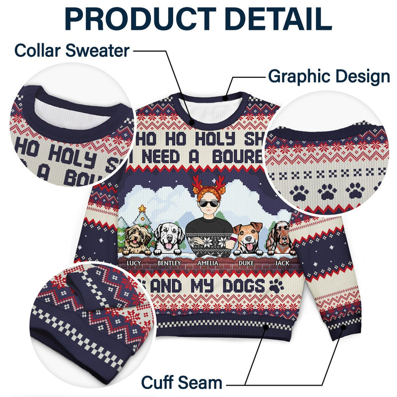 Ho Ho Holy I Need A Beer - Christmas Gifts For Dog Lovers - Personalized Unisex Ugly Sweater