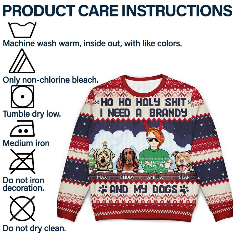 Ho Ho Holy I Need A Beer - Christmas Gifts For Dog Lovers - Personalized Unisex Ugly Sweater