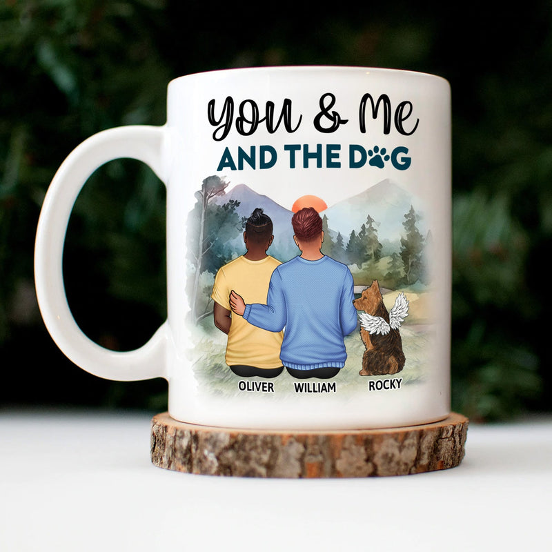 You, Me And The Dogs - A Perfect Pack - Gift For Couples, Dog Lovers, Dog Mom, Dog Dad - Personalized Mug