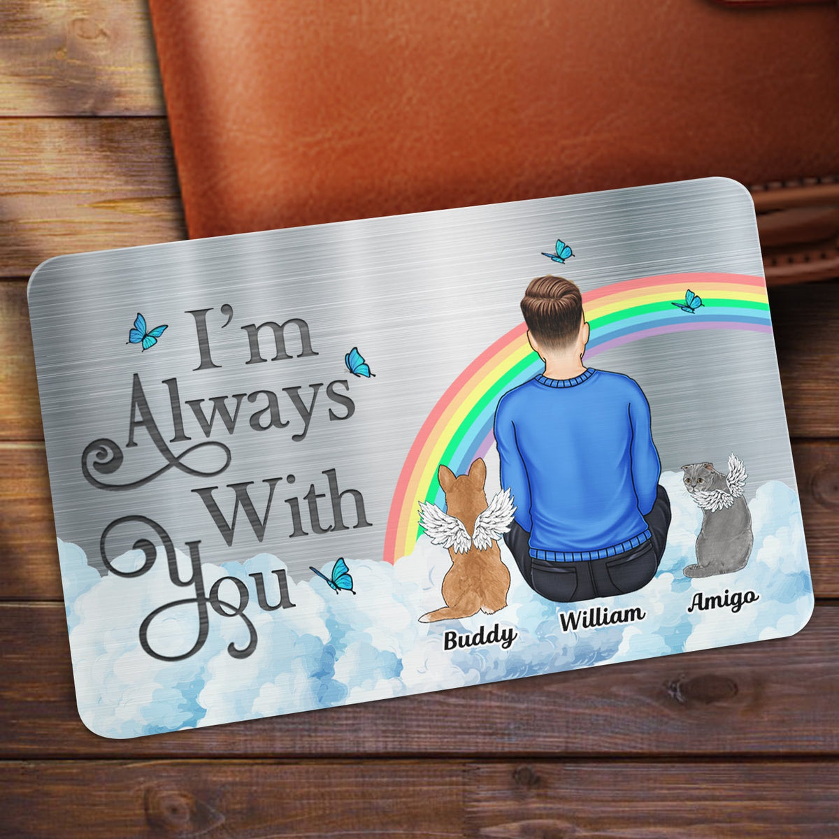 I'll Carry You With Me Dog Cat Memorial - Personalized Aluminum Wallet Card